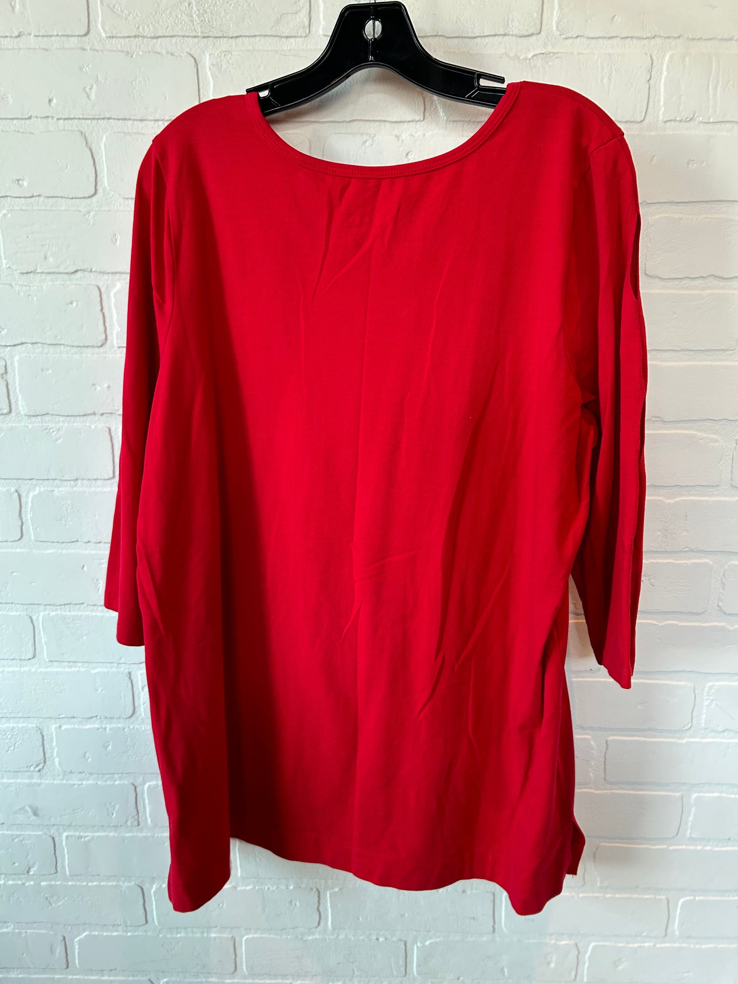 Red Top 3/4 Sleeve Basic Denim And Company, Size L