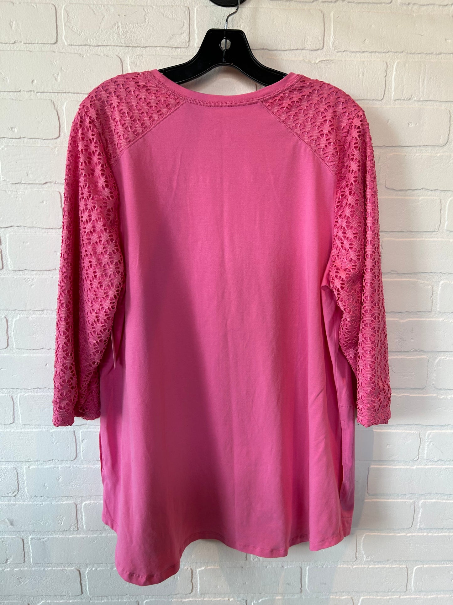 Pink Top 3/4 Sleeve Denim And Company, Size L