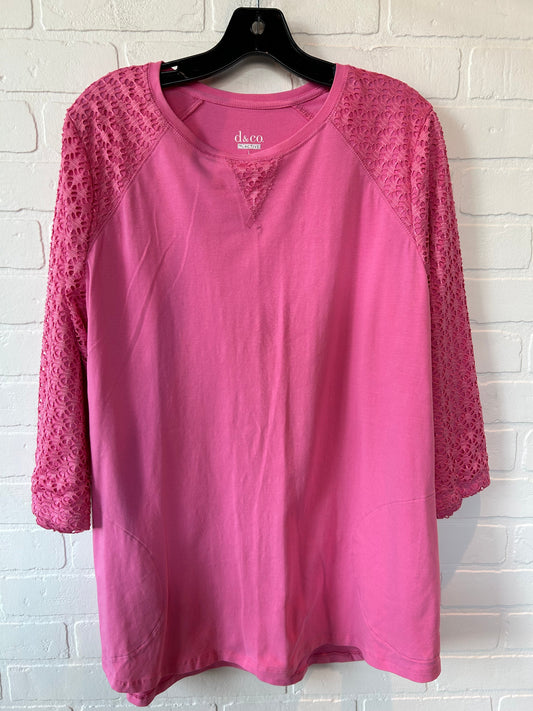 Pink Top 3/4 Sleeve Denim And Company, Size L