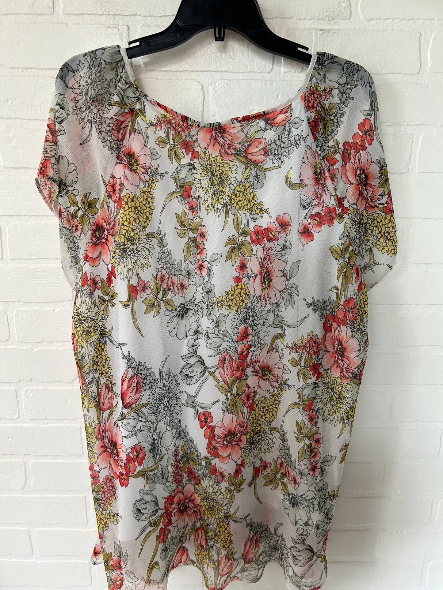 Floral Print Top Short Sleeve Roz And Ali, Size 3x