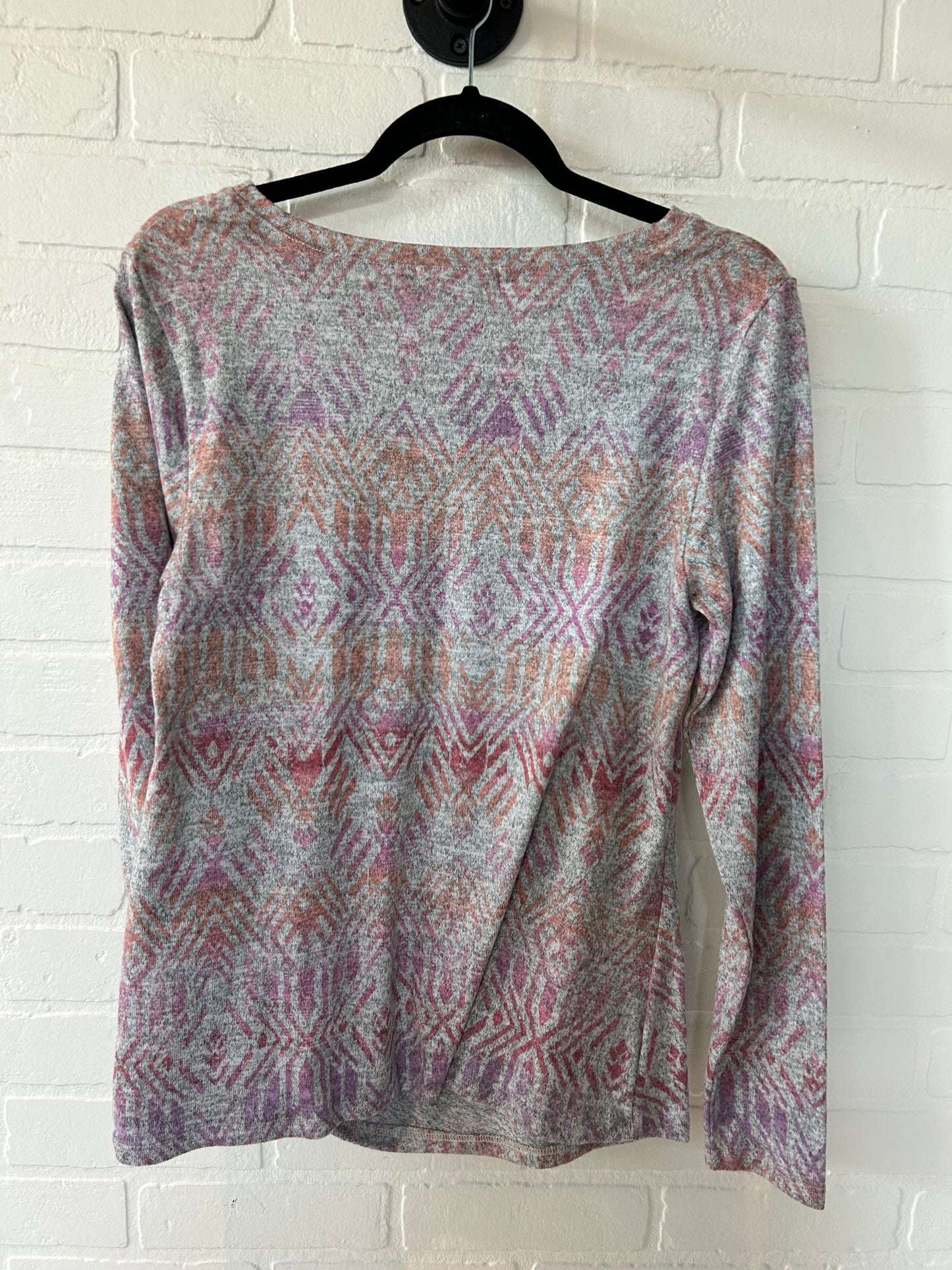 Grey & Orange Top Long Sleeve Christopher And Banks, Size S