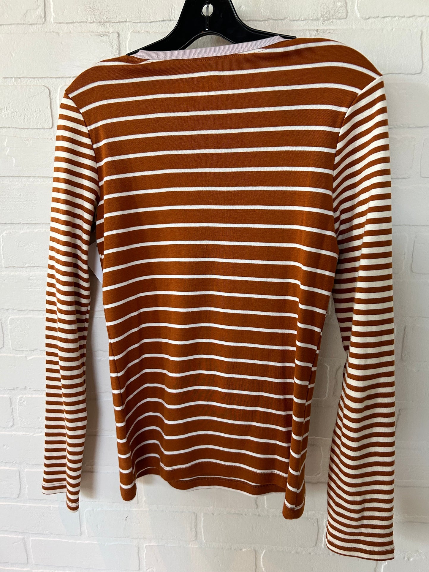 Brown & Cream Top Long Sleeve Basic Lands End, Size Xs