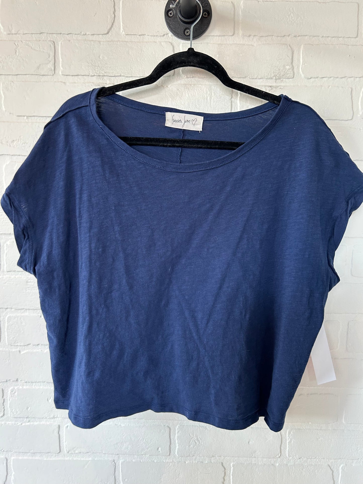 Blue Top Short Sleeve Basic Clothes Mentor, Size L