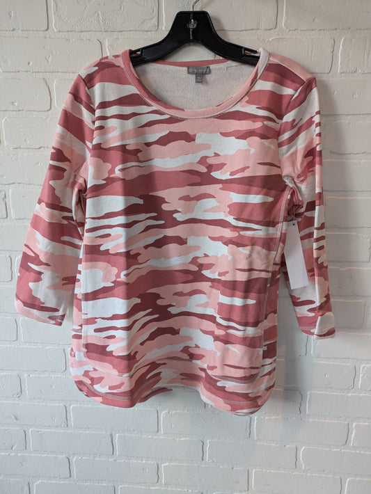 Cream & Pink Top 3/4 Sleeve Talbots, Size M