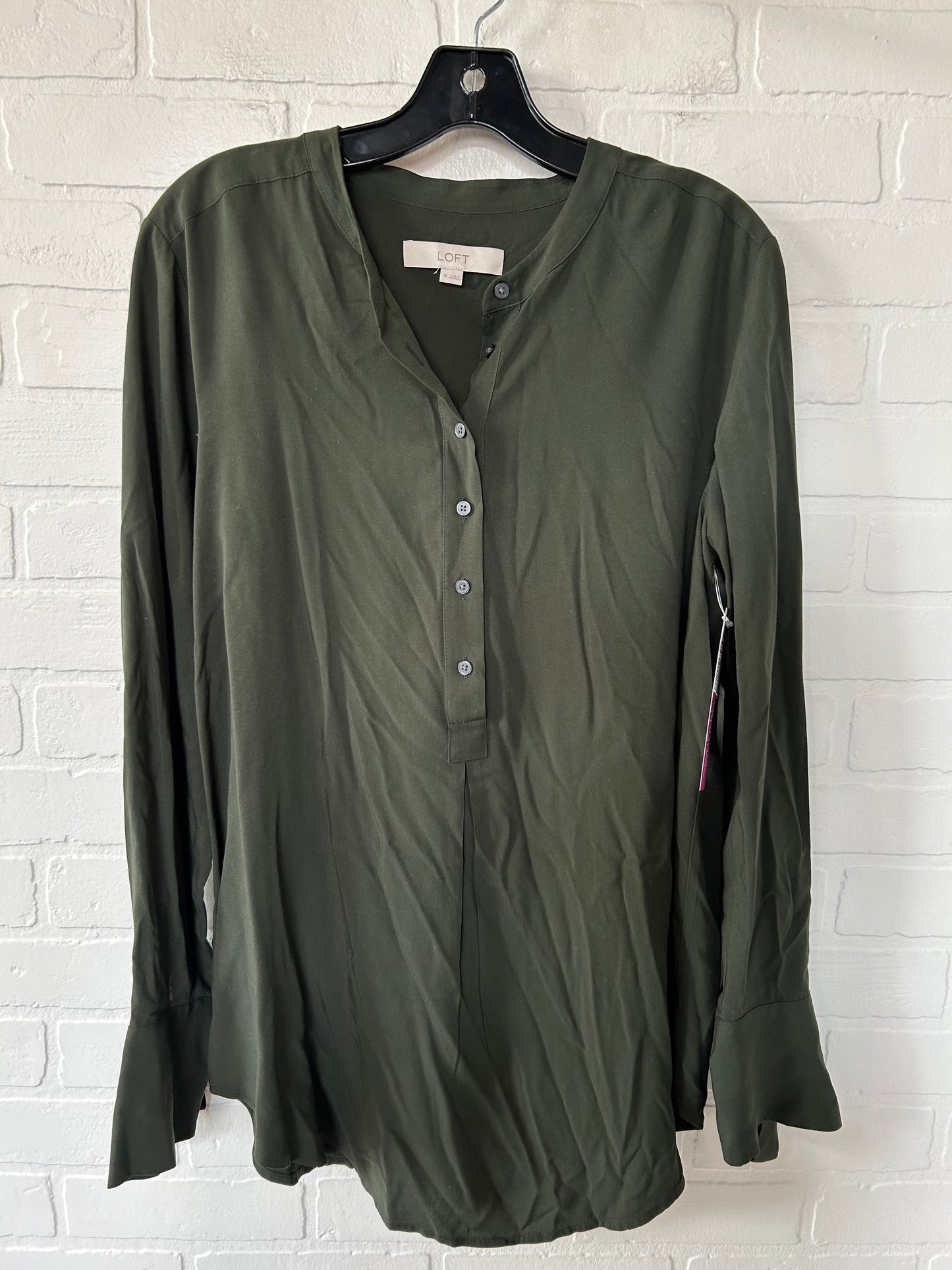 Green Top Long Sleeve Loft, Size M