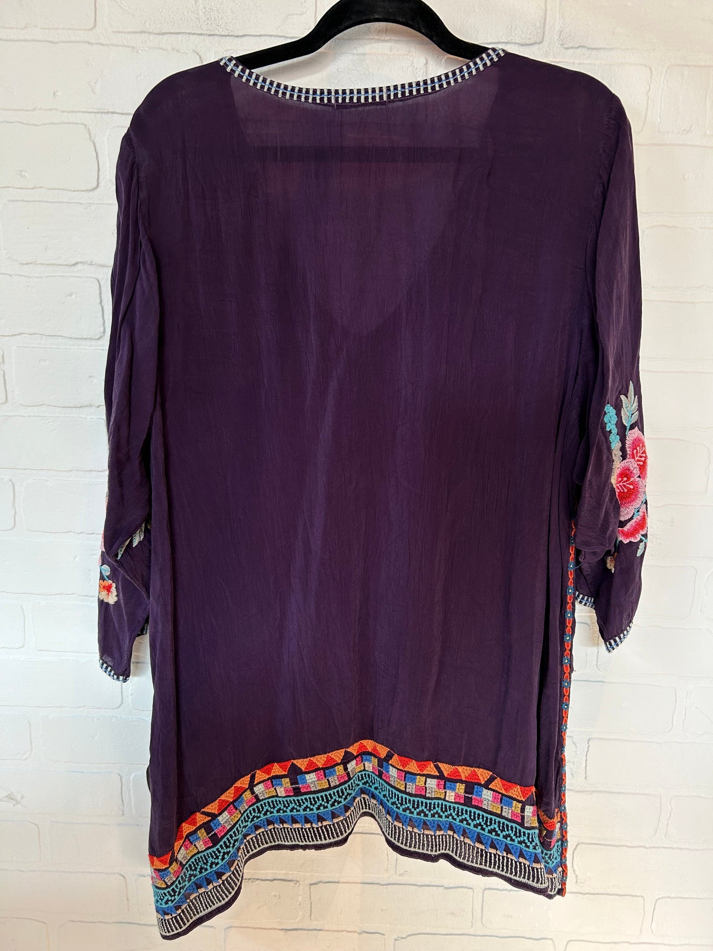 Purple Top 3/4 Sleeve Designer Johnny Was, Size Xl