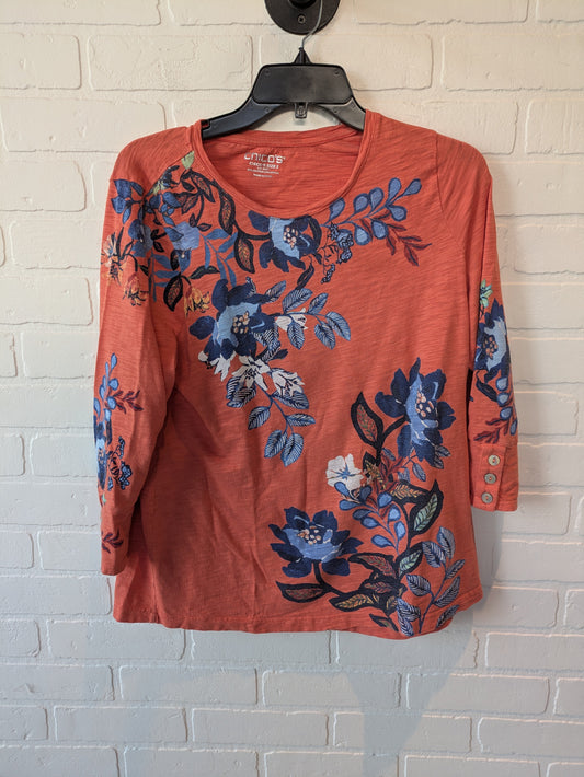 Orange Top 3/4 Sleeve Chicos, Size M