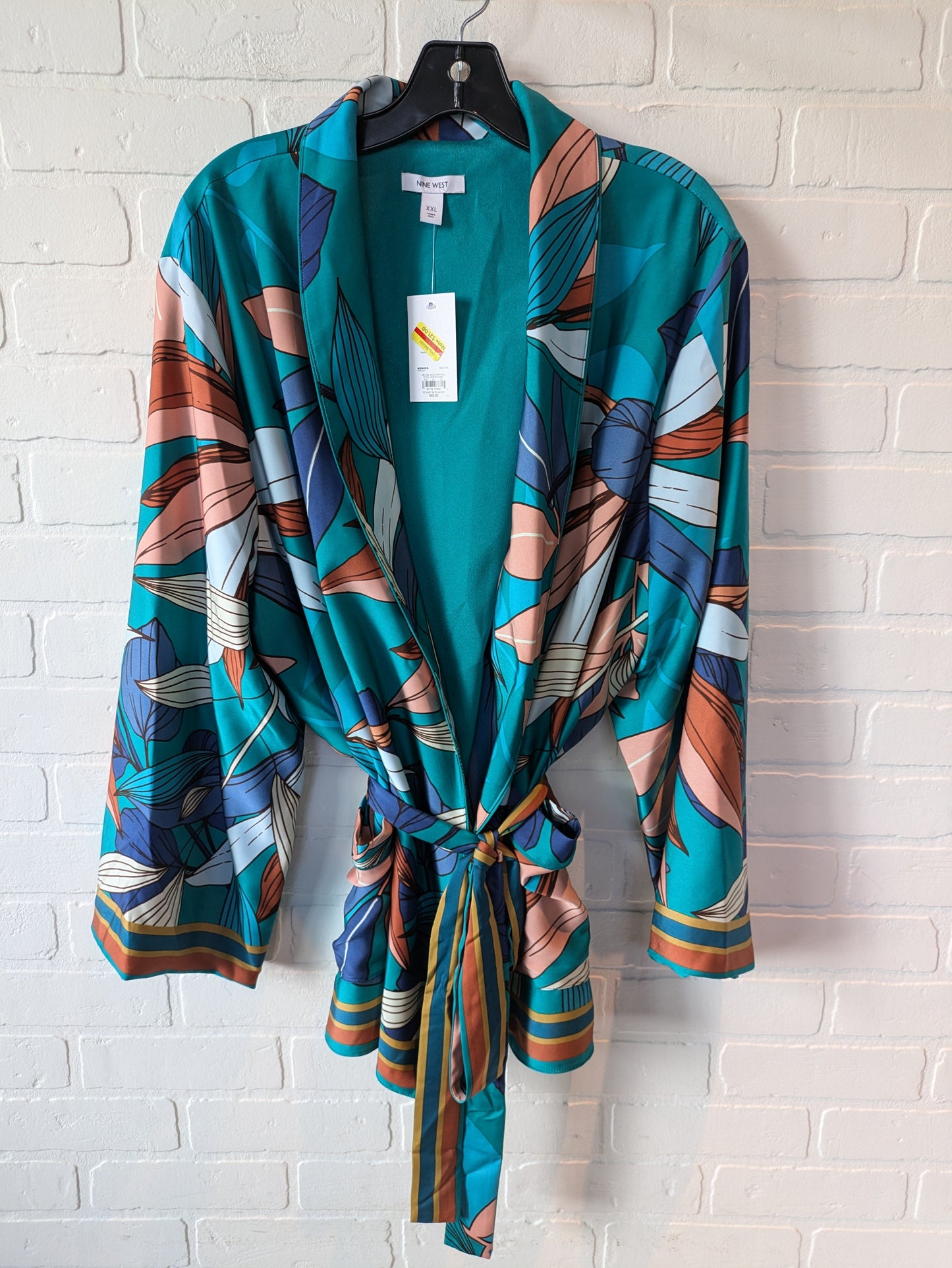 Kimono By Nine West Apparel In Blue & Orange, Size: Xxl