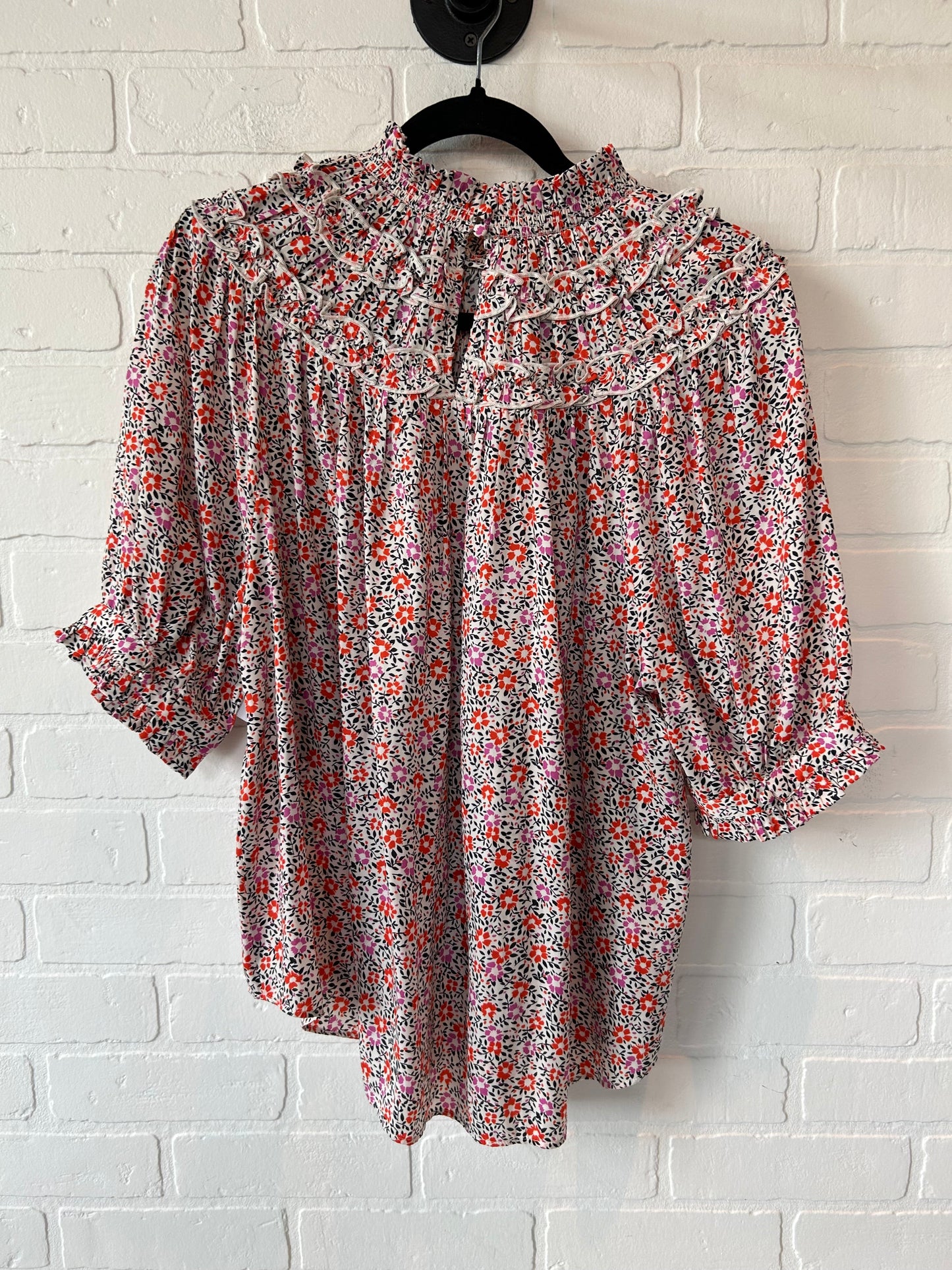 Top Short Sleeve By Ann Taylor In Floral Print, Size: L