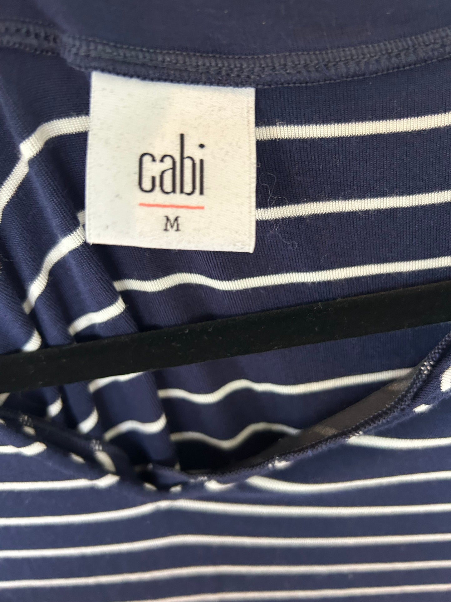 Top Long Sleeve By Cabi In Blue & White, Size: M