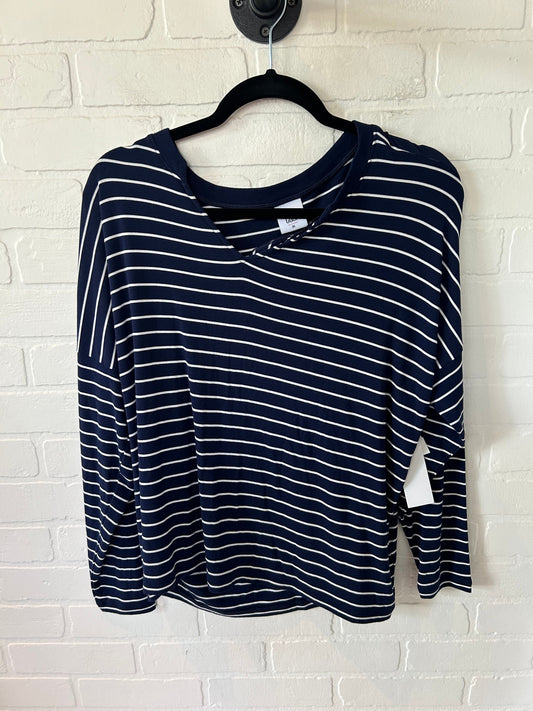 Top Long Sleeve By Cabi In Blue & White, Size: M