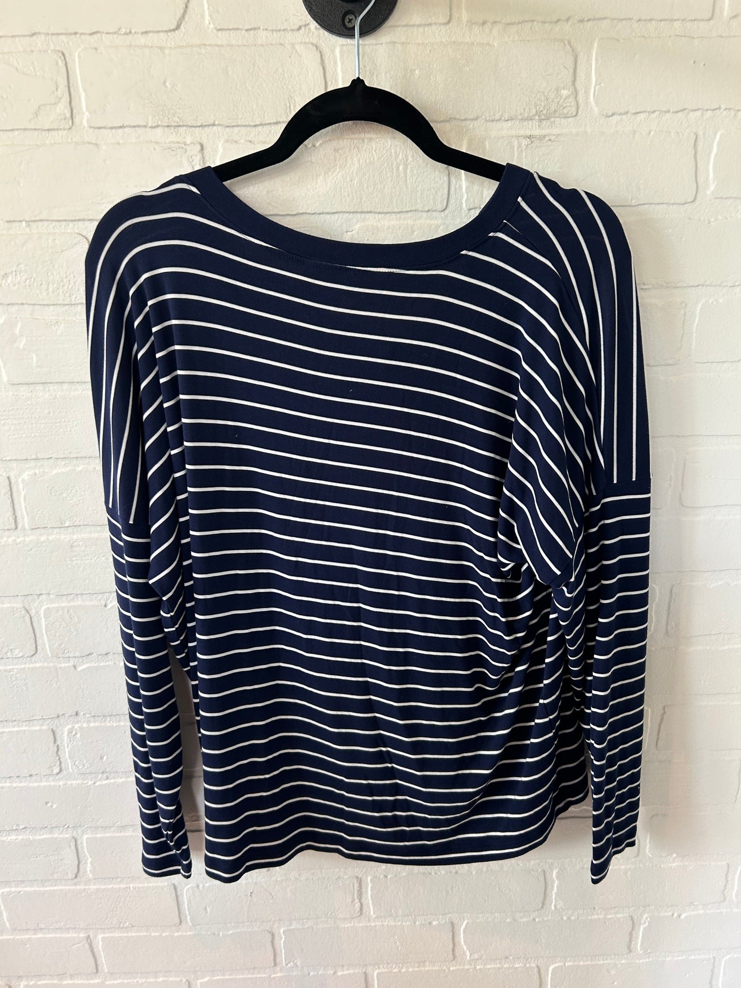 Top Long Sleeve By Cabi In Blue & White, Size: M