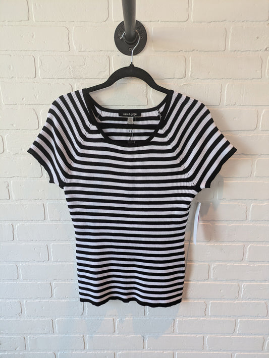 Top Short Sleeve By Cable And Gauge In Black & White, Size: L