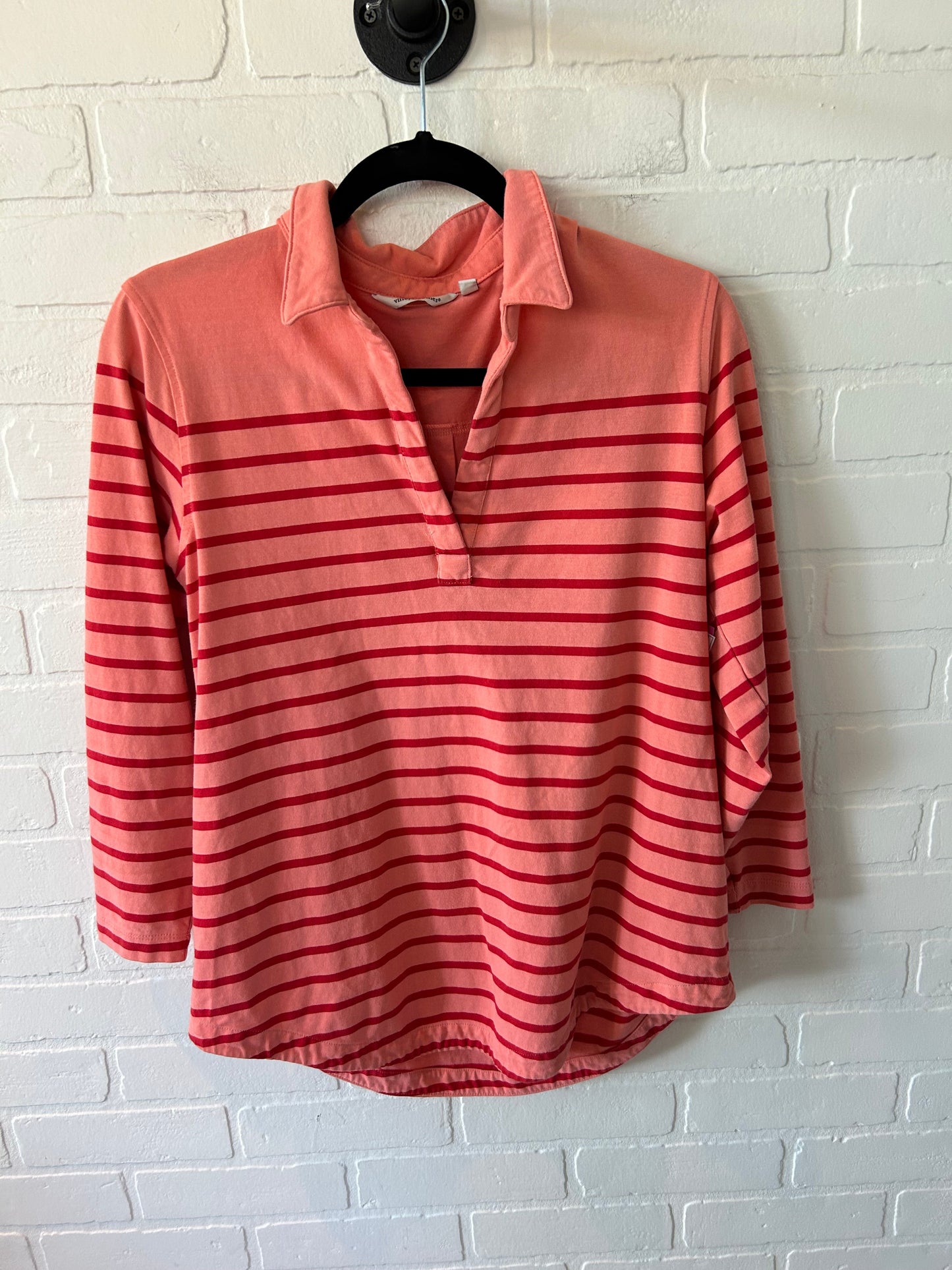 Top Long Sleeve By Vineyard Vines In Orange & Red, Size: M