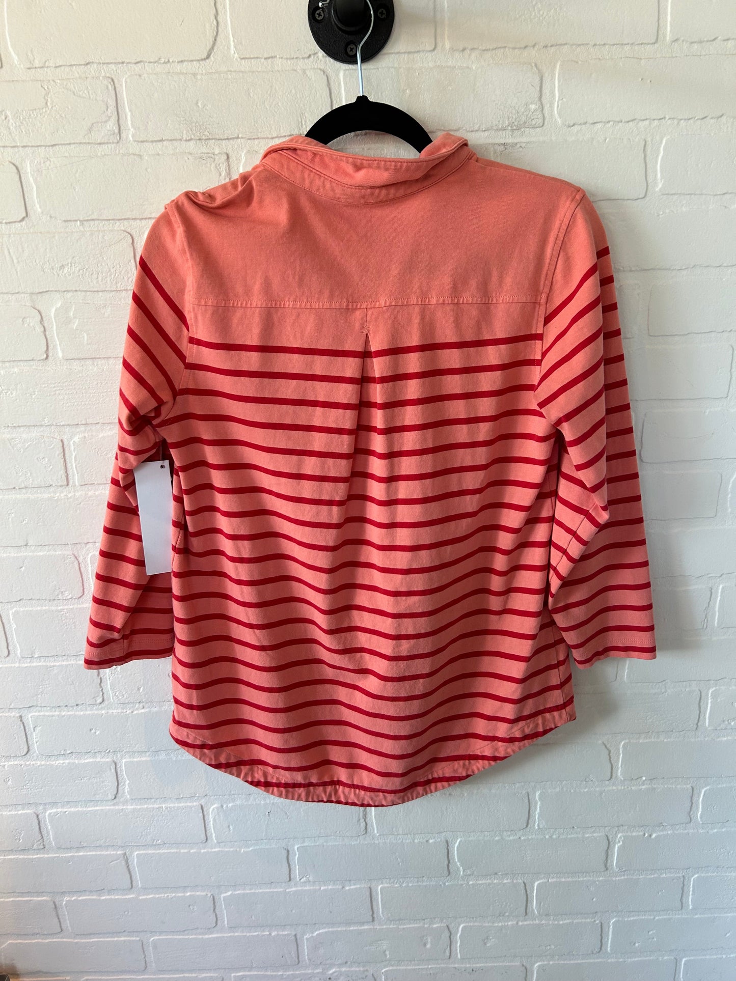 Top Long Sleeve By Vineyard Vines In Orange & Red, Size: M