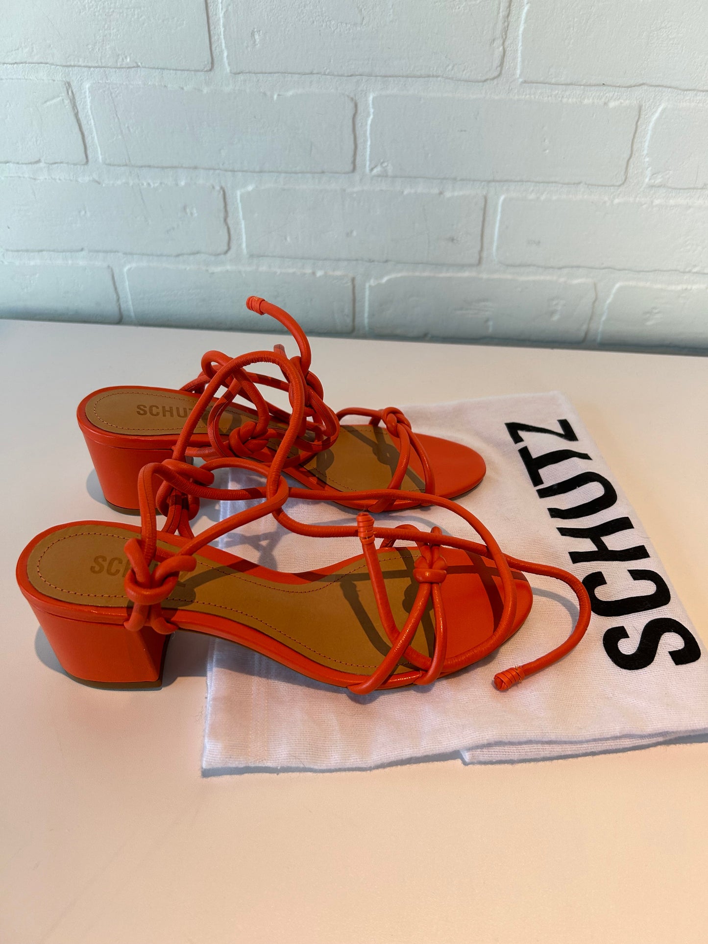 Sandals Heels Block By Cma In Orange, Size: 7