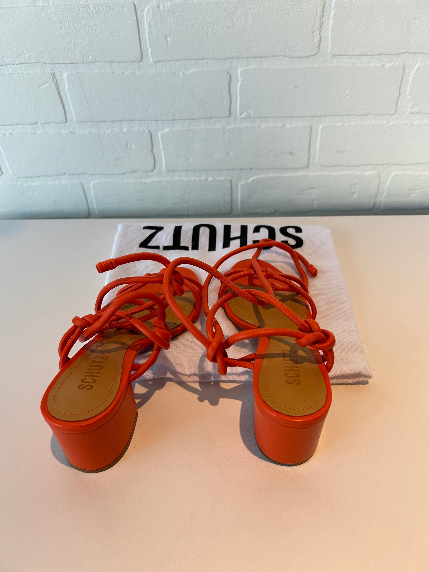 Sandals Heels Block By Cma In Orange, Size: 7