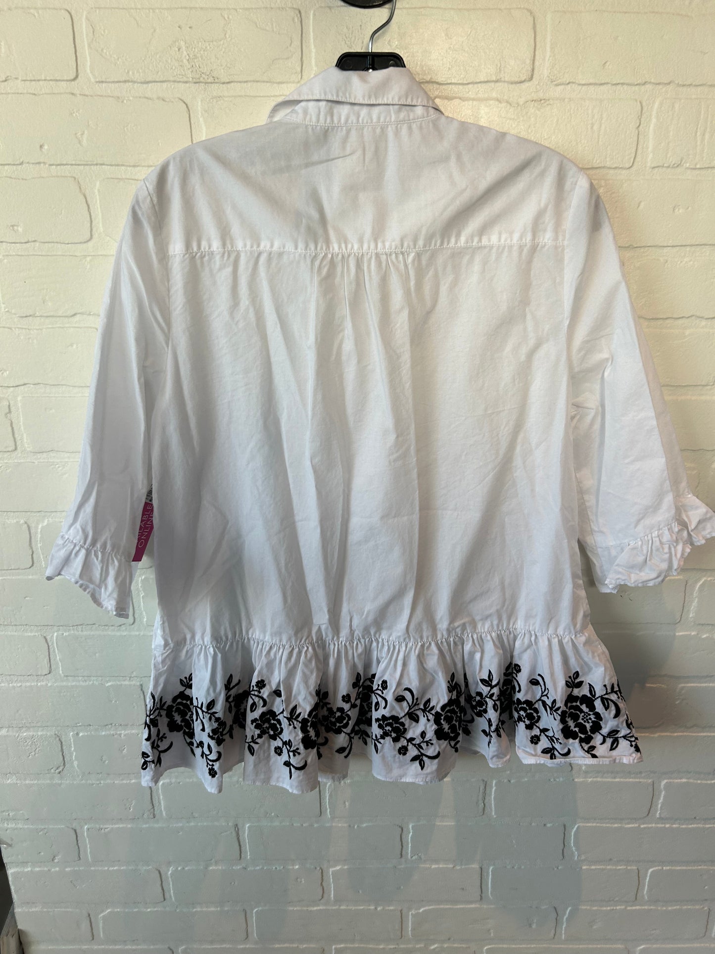 Top 3/4 Sleeve Designer By Kate Spade In Black & White, Size: M