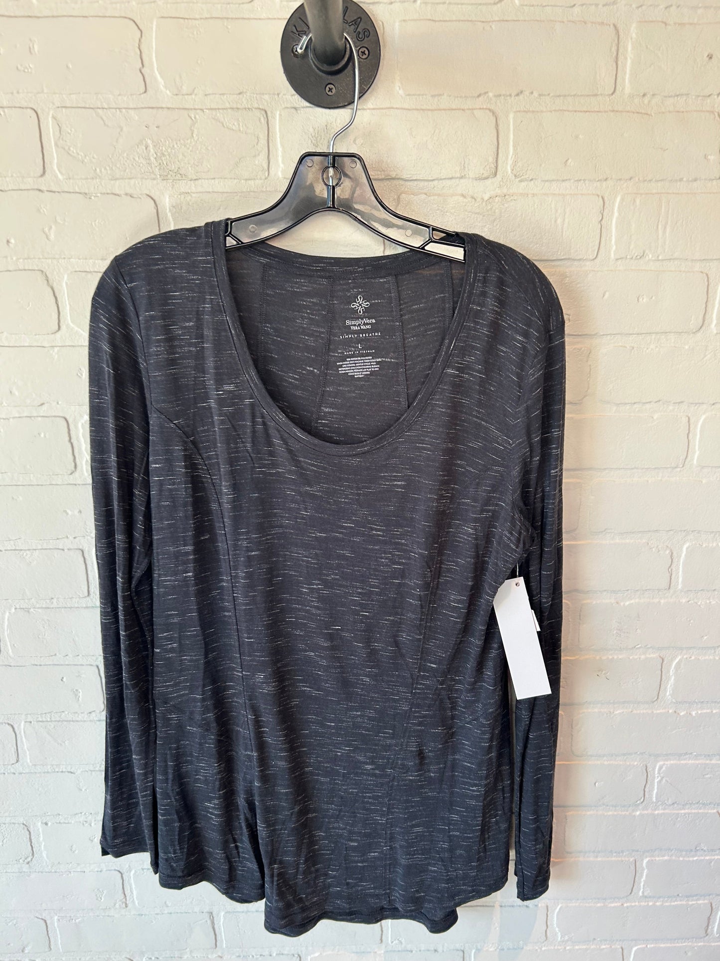 Top Long Sleeve Basic By Simply Vera In Grey, Size: L