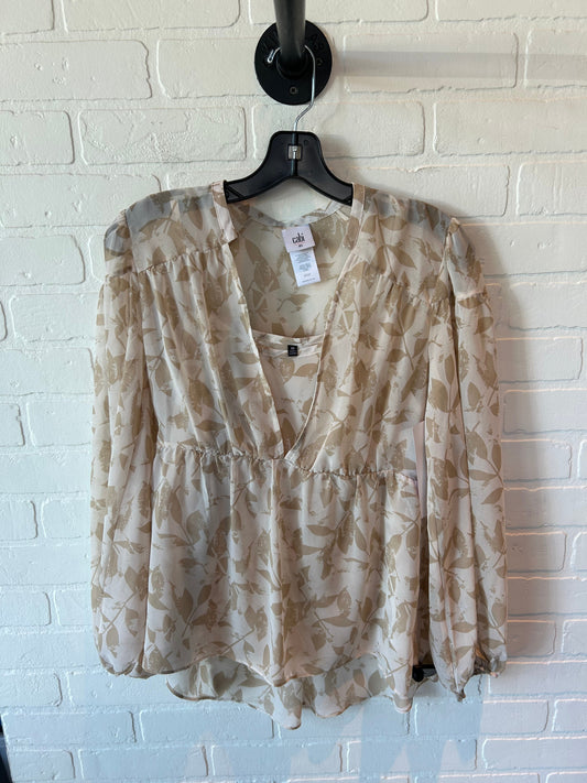 Top 2pc Long Sleeve By Cabi In Cream & Tan, Size: Xs