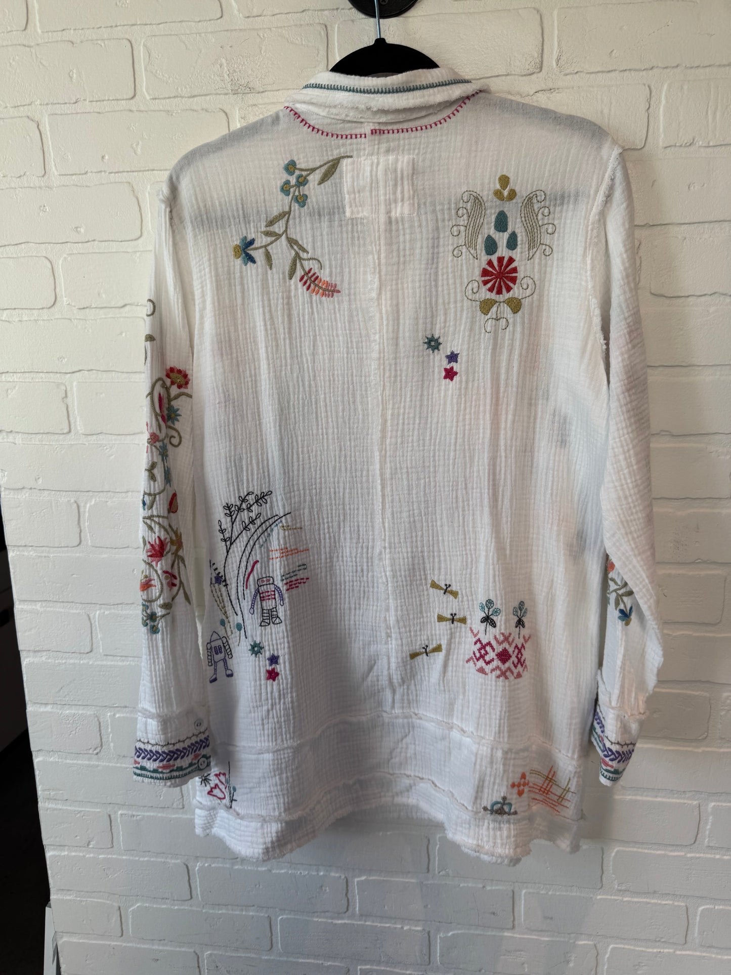 Tunic Long Sleeve By Johnny Was In White, Size: S