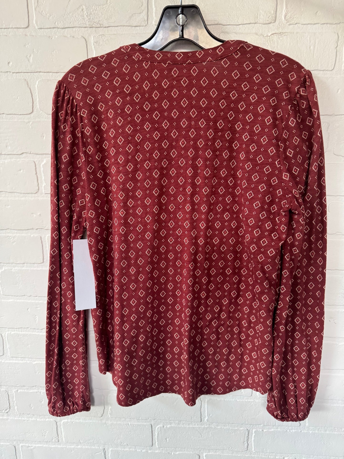 Top Long Sleeve By Lucky Brand In Red & Silver, Size: S