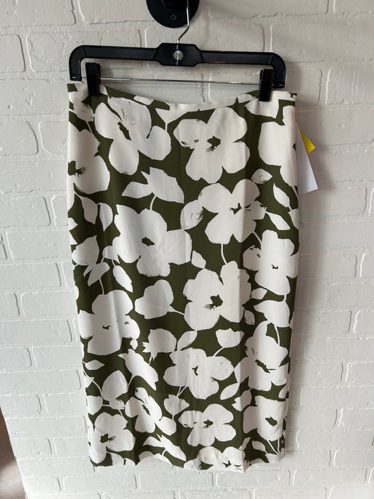 Skirt Midi By Ann Taylor In Green & White, Size: 6