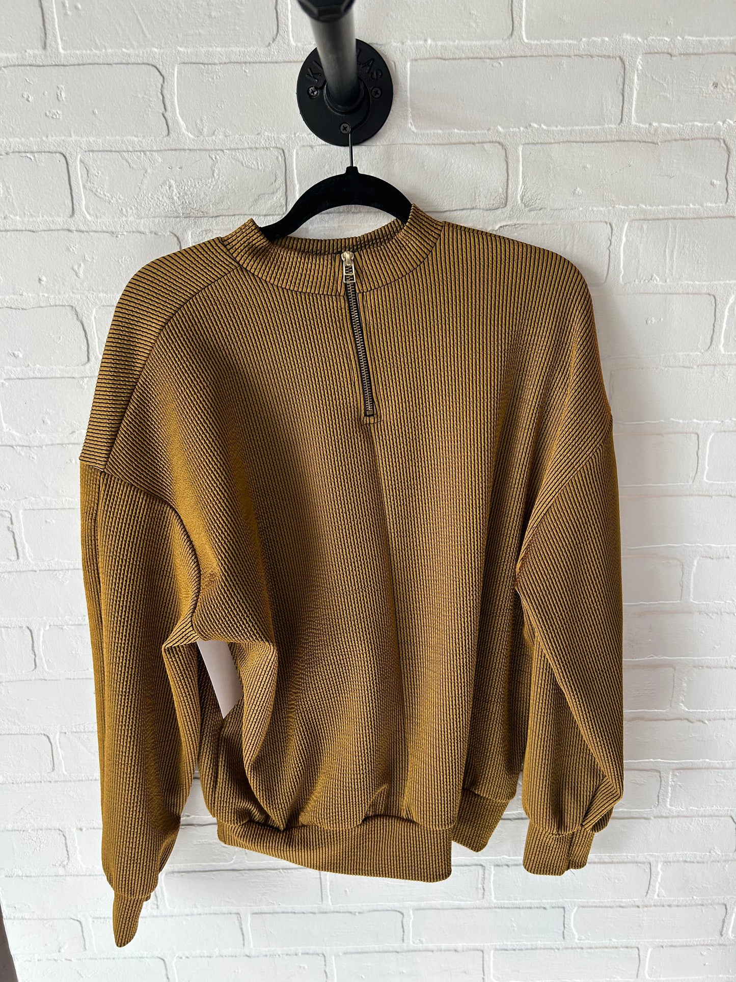 Top Long Sleeve By Zara In Black & Yellow, Size: S