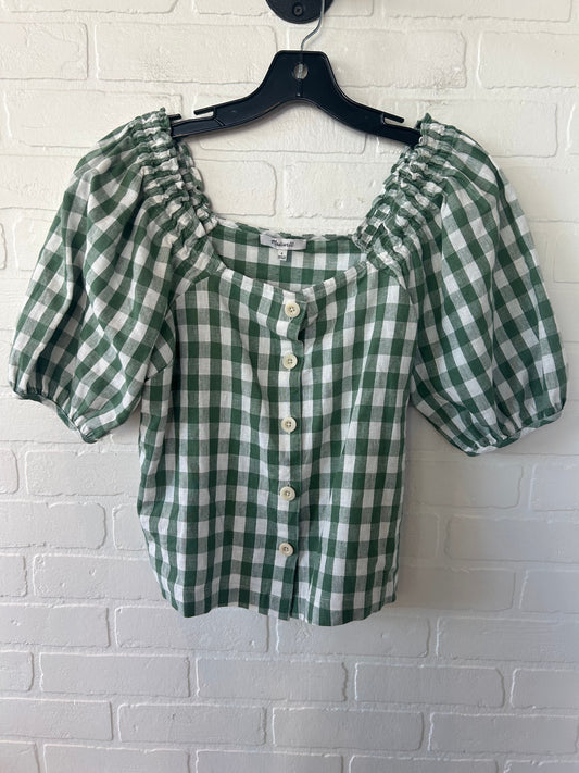 Top Short Sleeve By Madewell In Green & White, Size: S