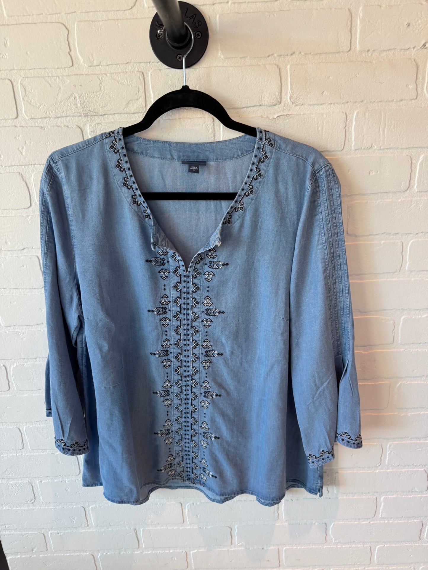 Top 3/4 Sleeve By J. Jill In Blue Denim, Size: M