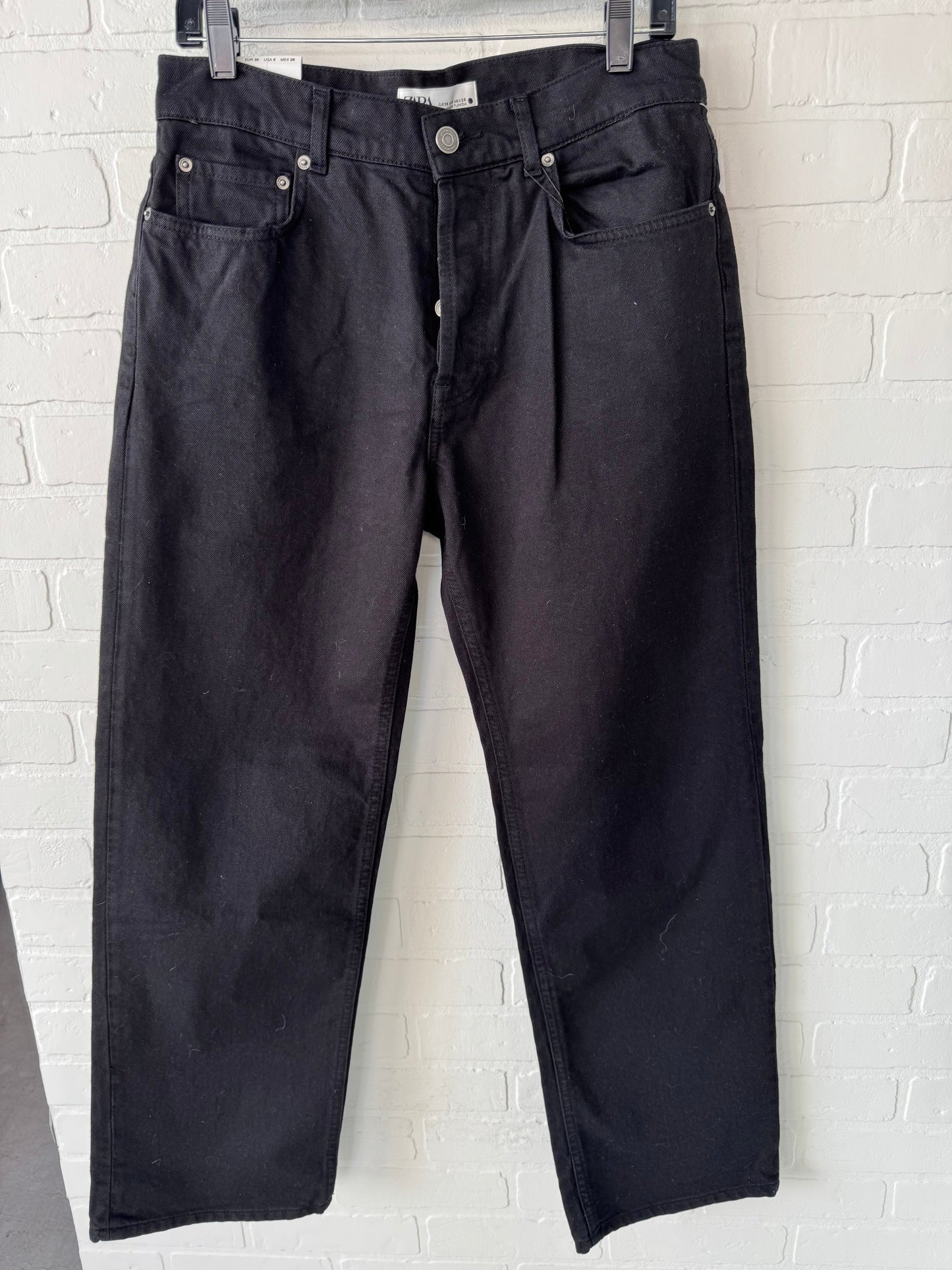 Jeans Wide Leg By Zara In Black, Size: 6