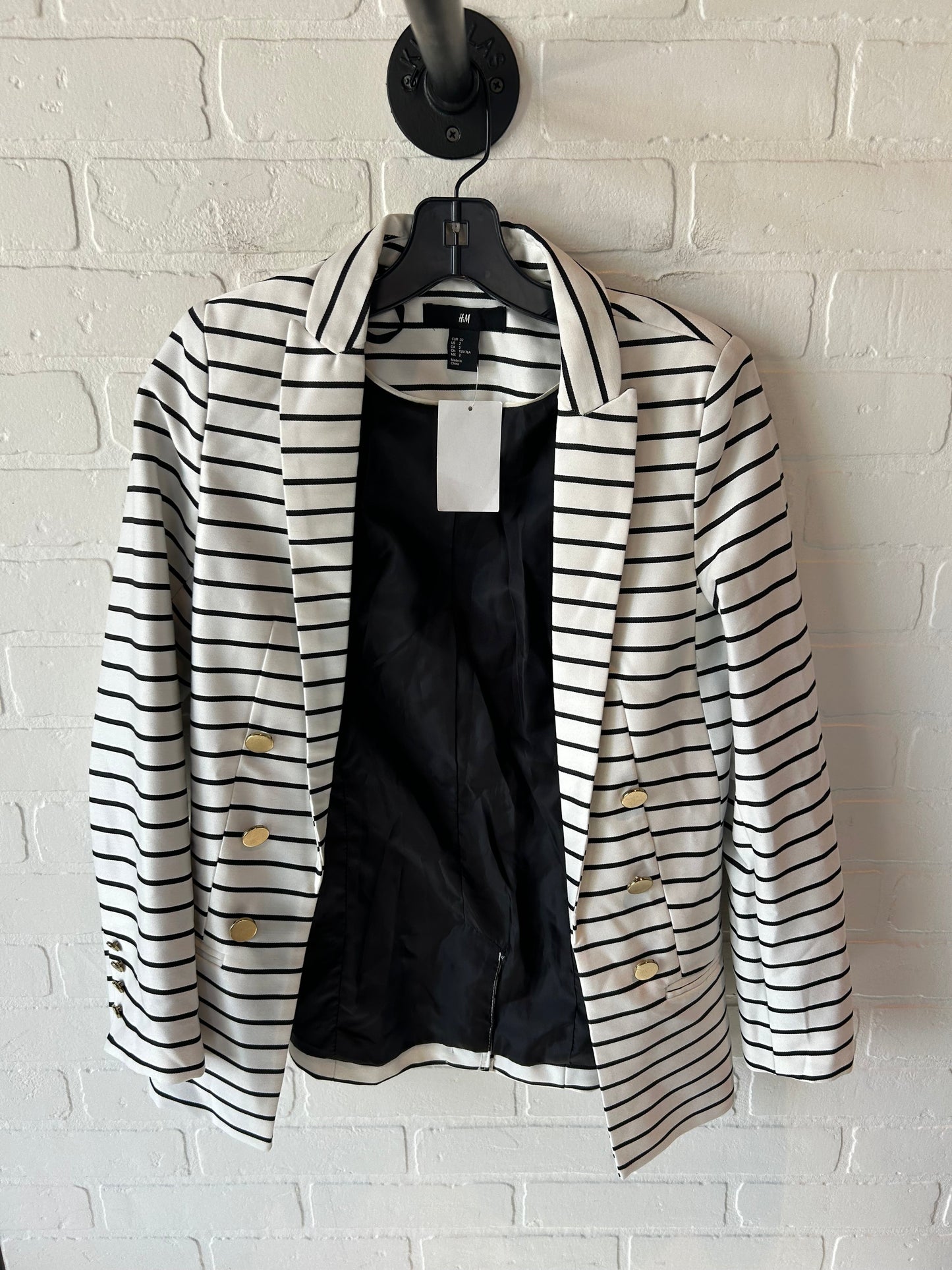 Blazer By H&m In Black & White, Size: Xs