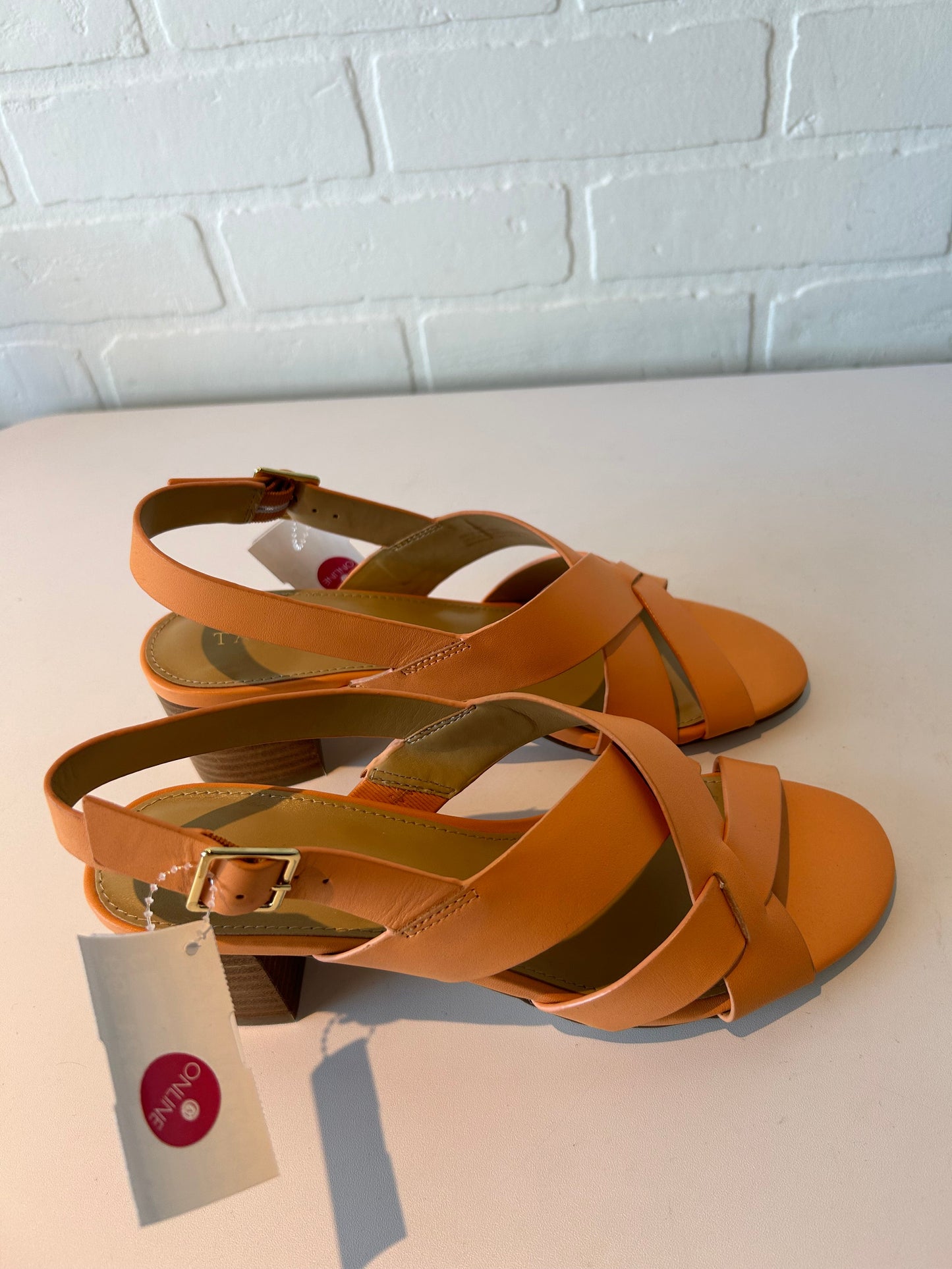 Sandals Heels Block By Talbots In Orange, Size: 7.5