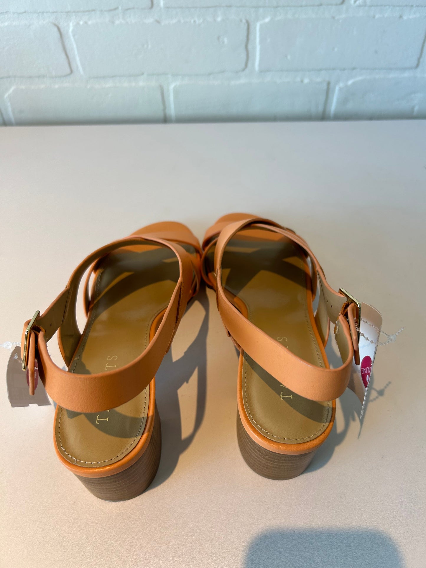 Sandals Heels Block By Talbots In Orange, Size: 7.5