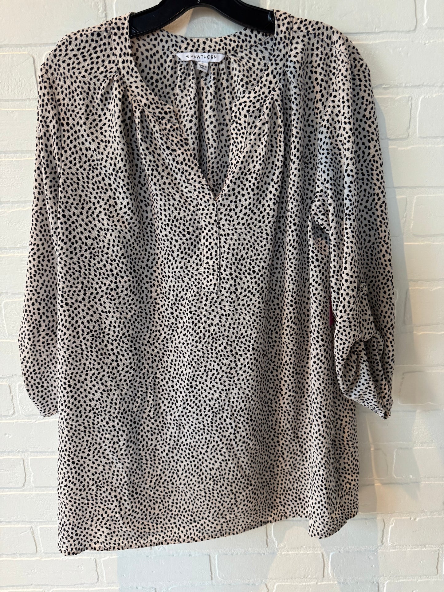 Top Long Sleeve By 41 Hawthorn In Black & Cream, Size: L