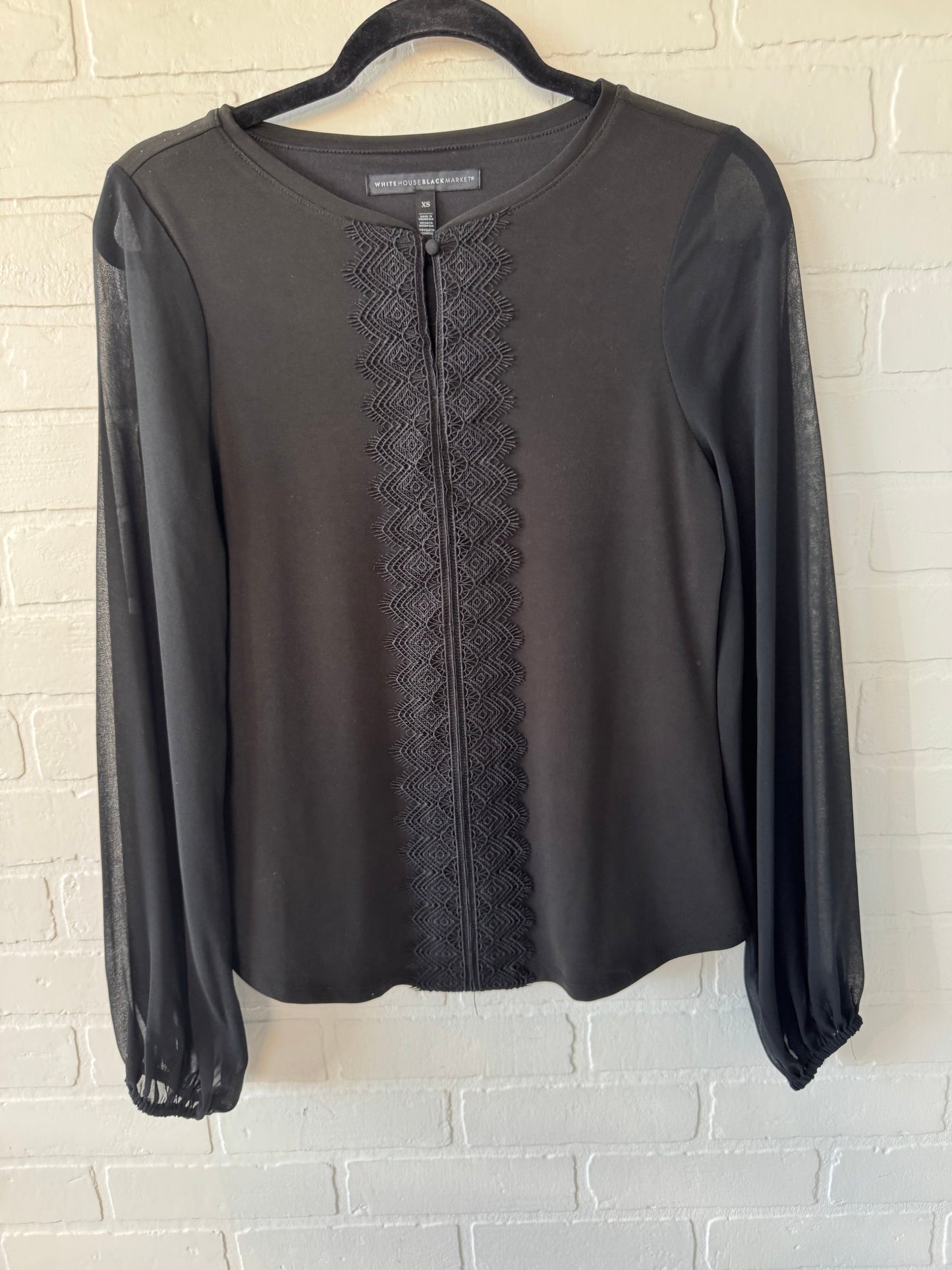 Top Long Sleeve By White House Black Market In Black, Size: Xs