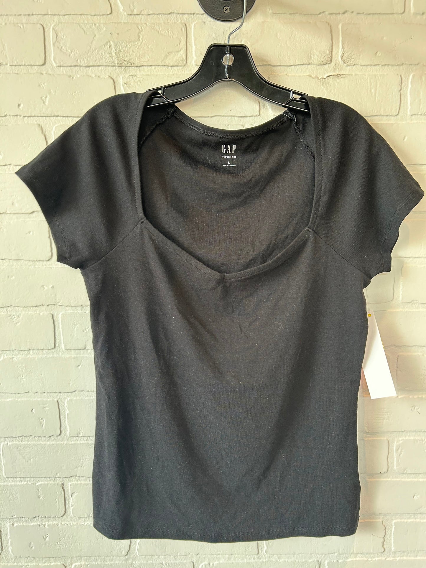 Top Short Sleeve Basic By Gap In Black, Size: L