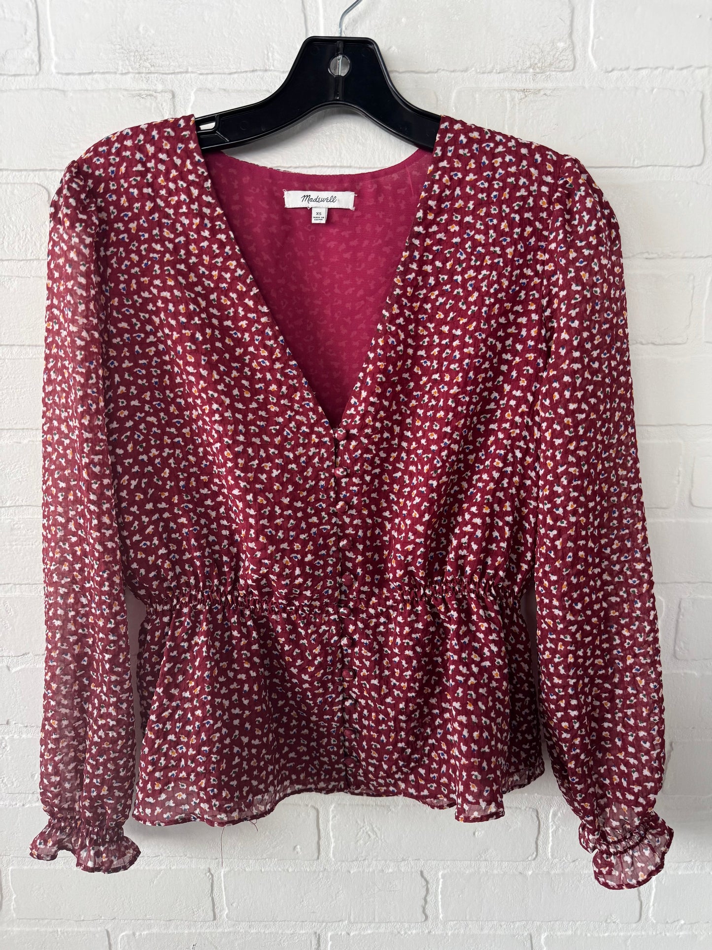 Top Long Sleeve By Madewell In Red, Size: Xs