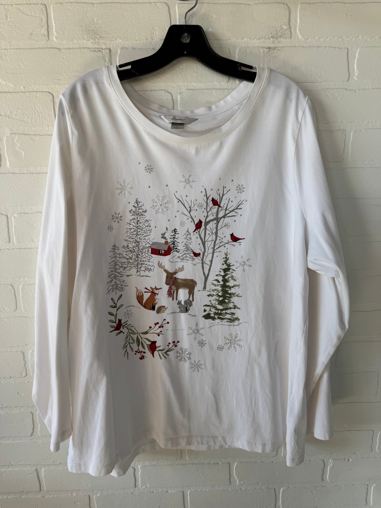 Top Long Sleeve By Cj Banks In White, Size: 1x