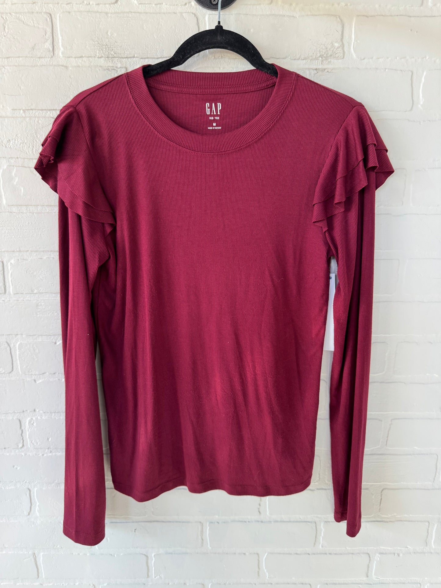 Top Long Sleeve By Gap In Red, Size: M