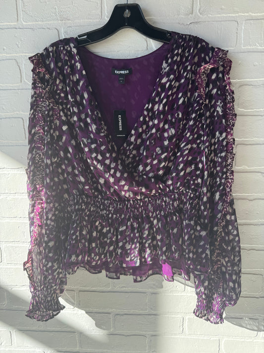 Top Long Sleeve By Express In Black & Purple, Size: M