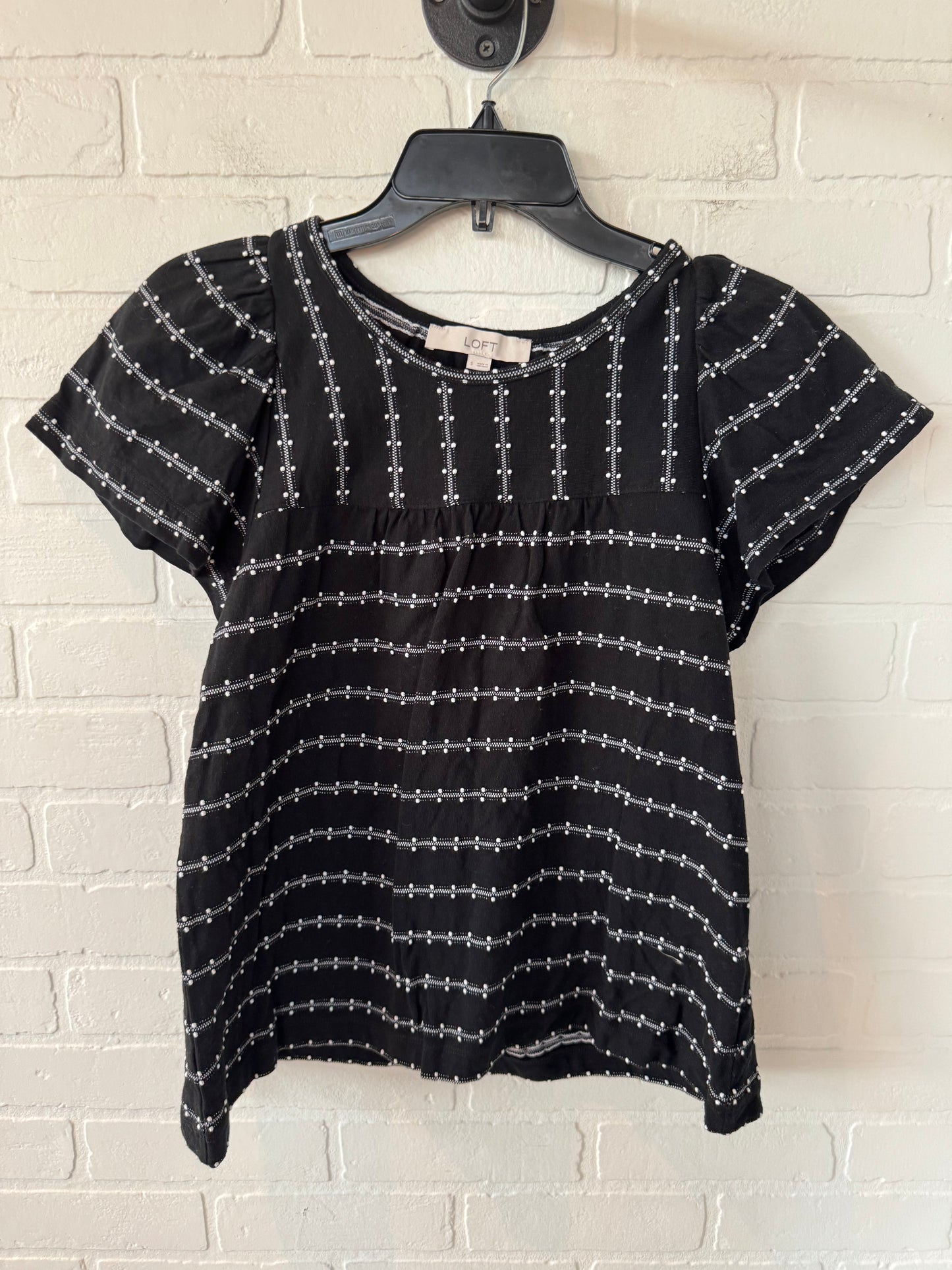 Top Short Sleeve By Loft In Black & White, Size: S