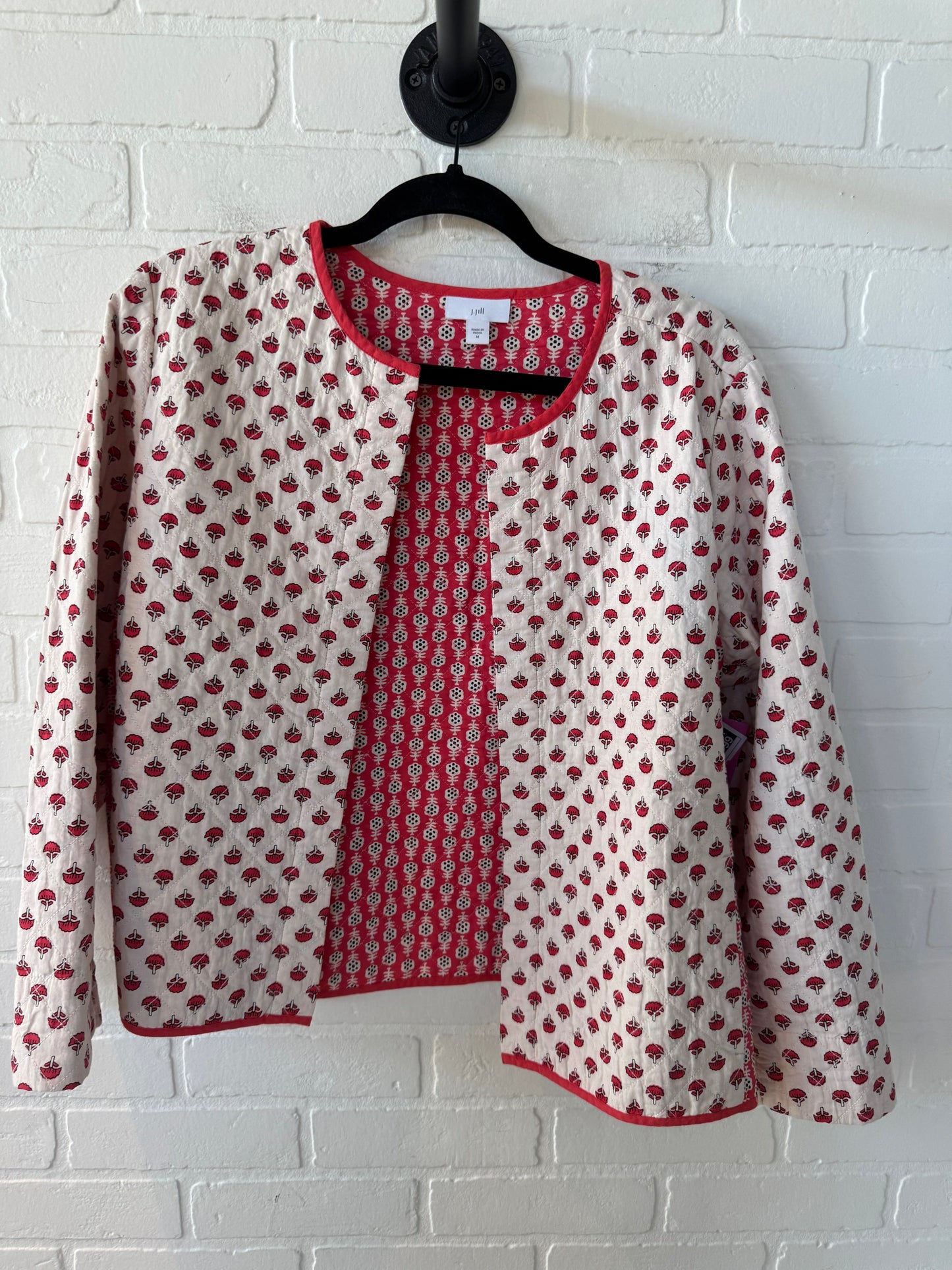 Cardigan By J. Jill In Cream & Red, Size: M