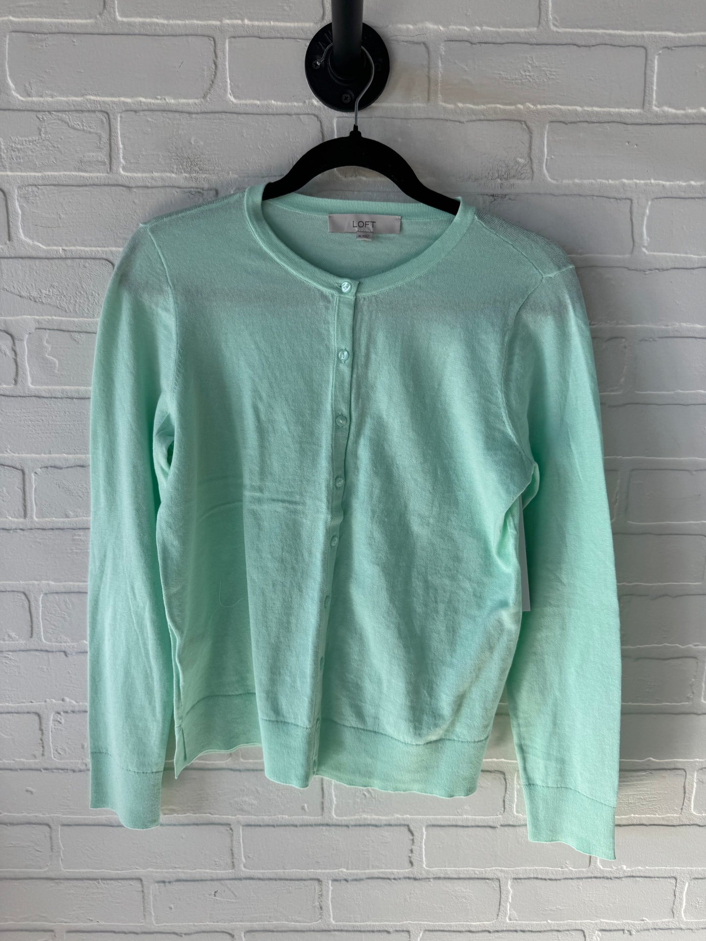 Sweater Cardigan By Loft In Green, Size: M