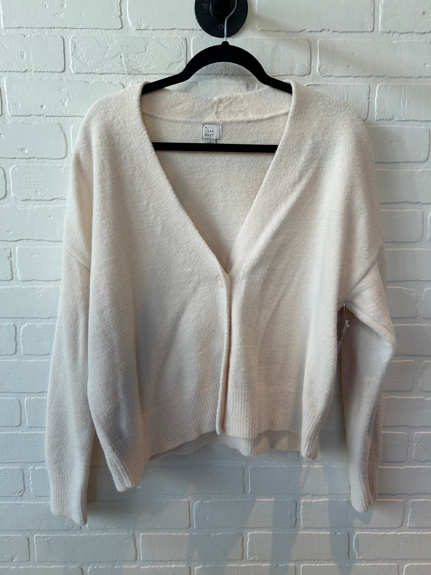 Sweater Cardigan By A New Day In Cream, Size: L