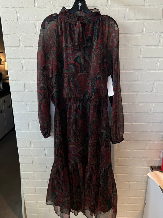 Dress Casual Maxi By Lauren By Ralph Lauren In Black & Red, Size: L