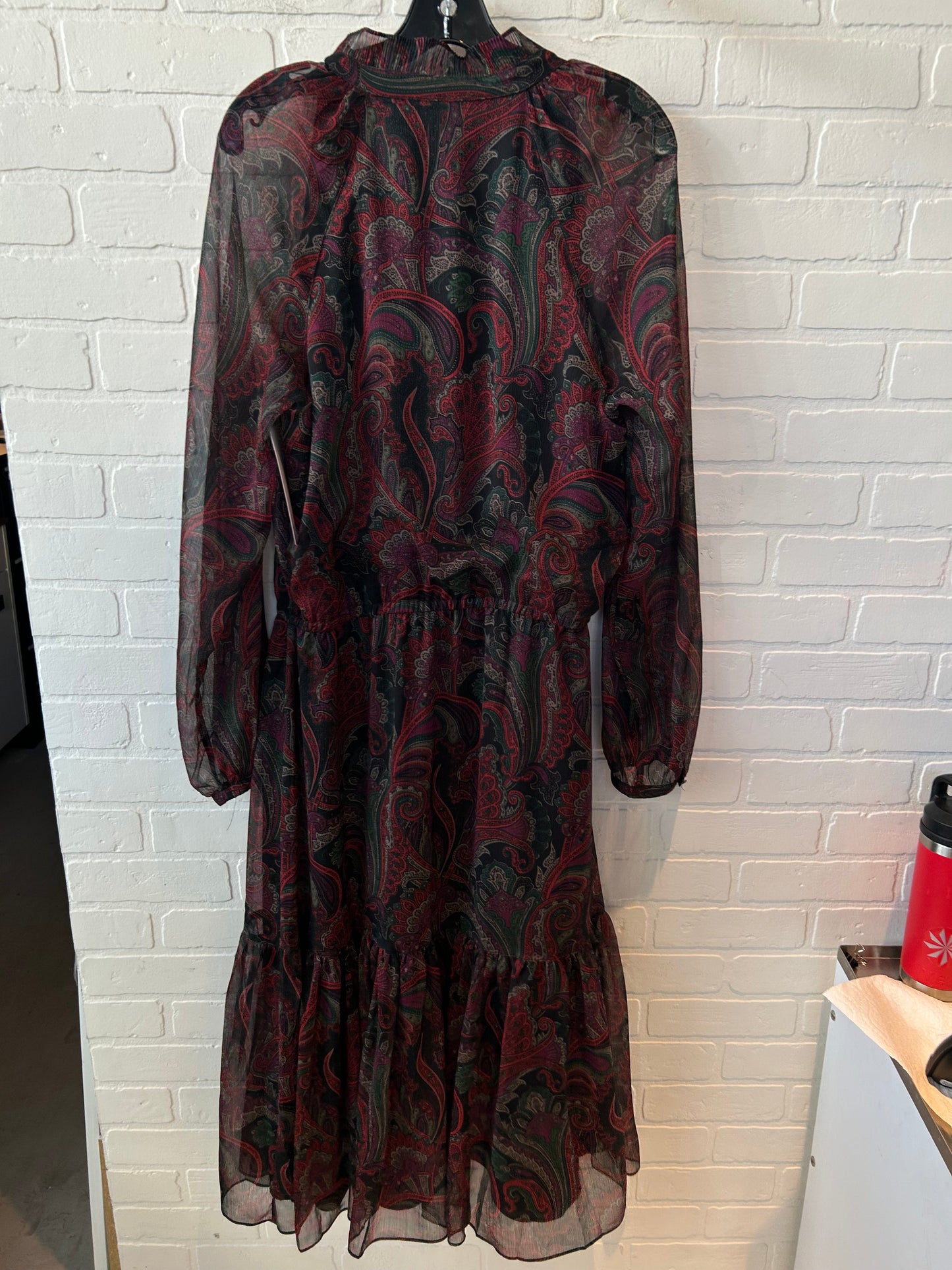 Dress Casual Maxi By Lauren By Ralph Lauren In Black & Red, Size: L