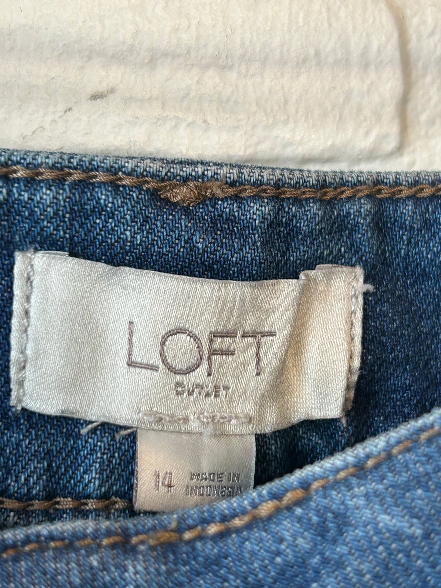 Skirt Mini & Short By Loft In Blue Denim, Size: 14