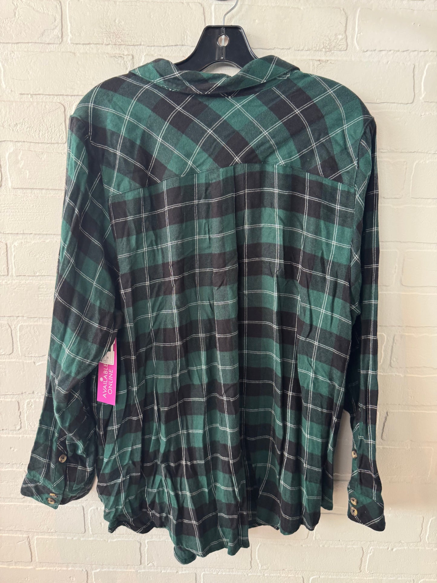 Top Long Sleeve By Torrid In Black & Green, Size: 3x