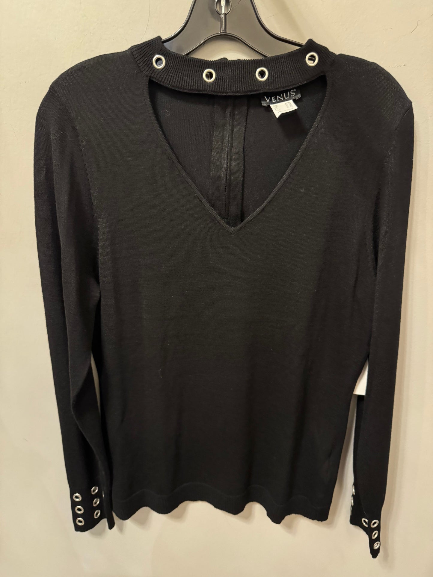 Sweater By Venus In Black & Silver, Size: L